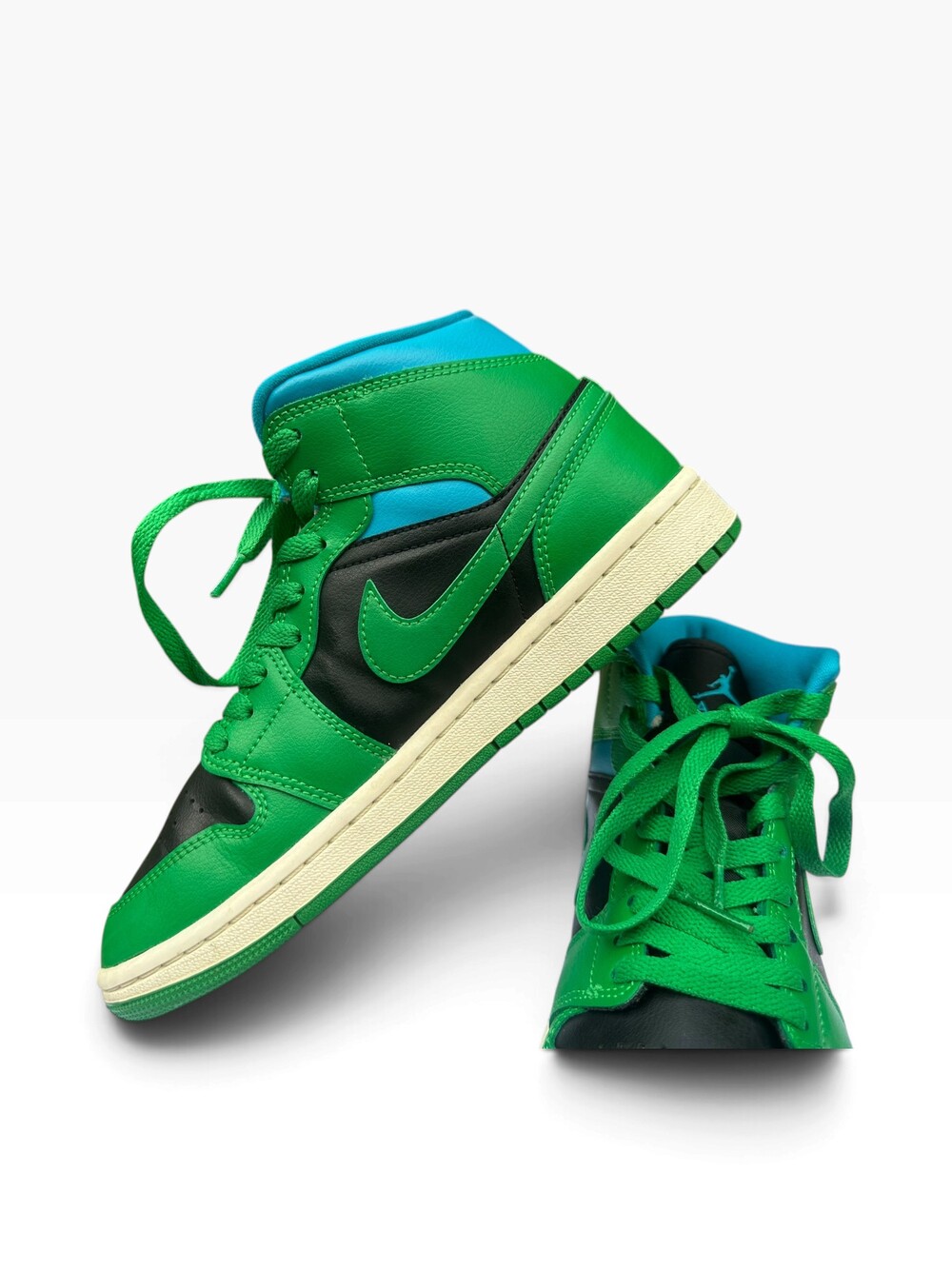 Nike Air Jordan High Top Sneakers Green Black Blue Leather Retro Style